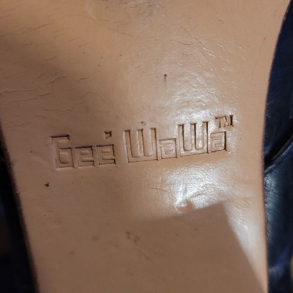 Gee WaWa Anthropologie Distressed Black & Gold Lava Ankle Boots Boho Steampunk - Picture 6 of 11